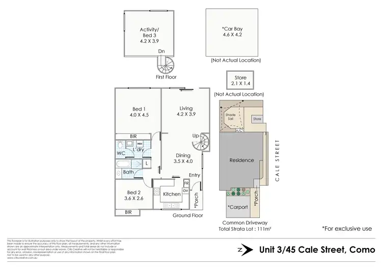 Floorplan of Homely villa listing, 3/45 Cale Street, Como WA 6152
