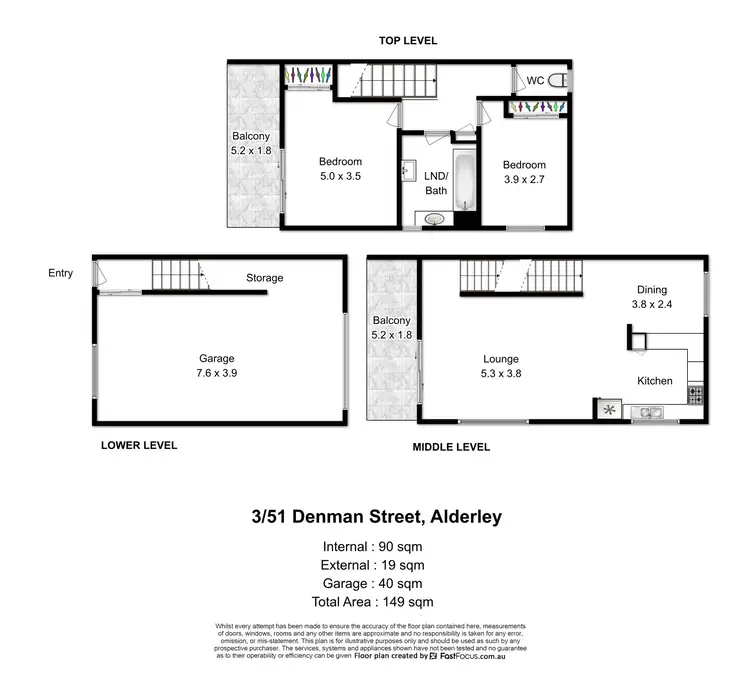 Floorplan of Homely unit listing, 3/51 Denman Street, Alderley QLD 4051