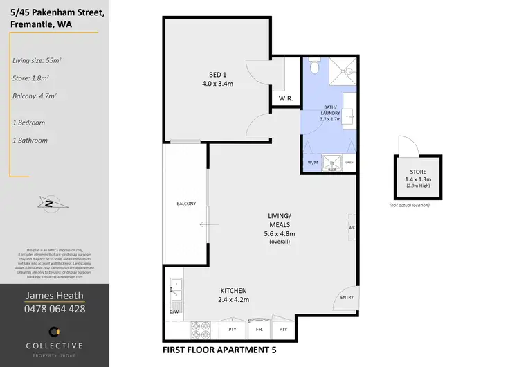 Floorplan of Homely apartment listing, 5/45 Pakenham Street, Fremantle WA 6160