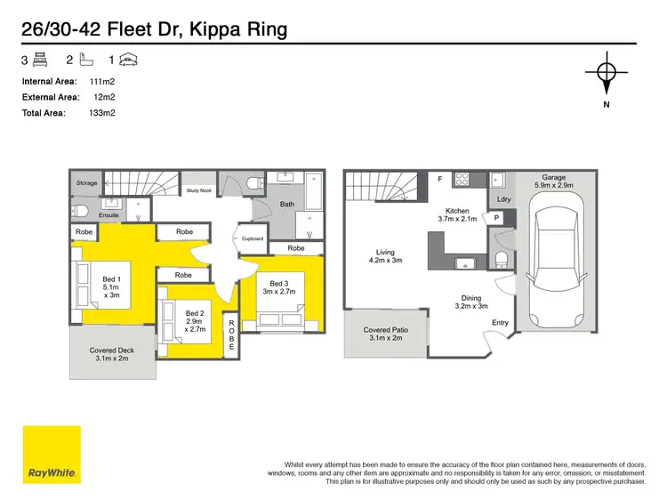 Floorplan of Homely townhouse listing, 26/30-42 Fleet Drive, Kippa-Ring QLD 4021