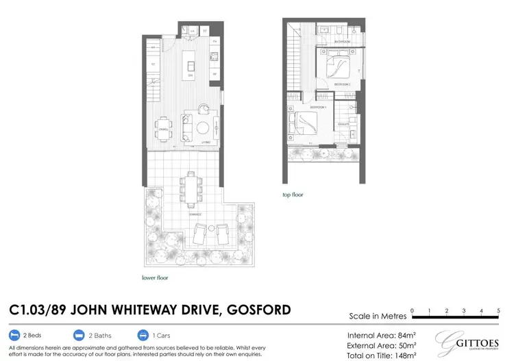 Floorplan of Homely townhouse listing, C103/89 John Whiteway Drive, Gosford NSW 2250