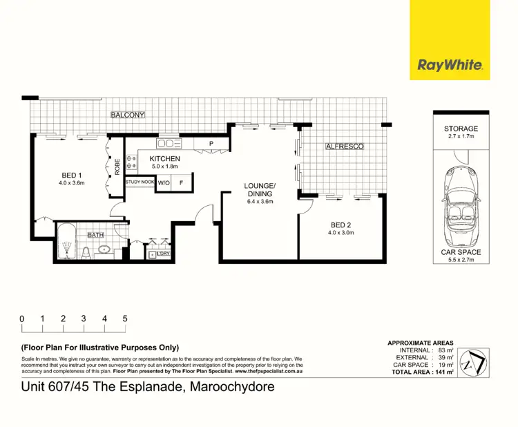 Floorplan of Homely unit listing, 607/45 The Esplanade, Maroochydore QLD 4558