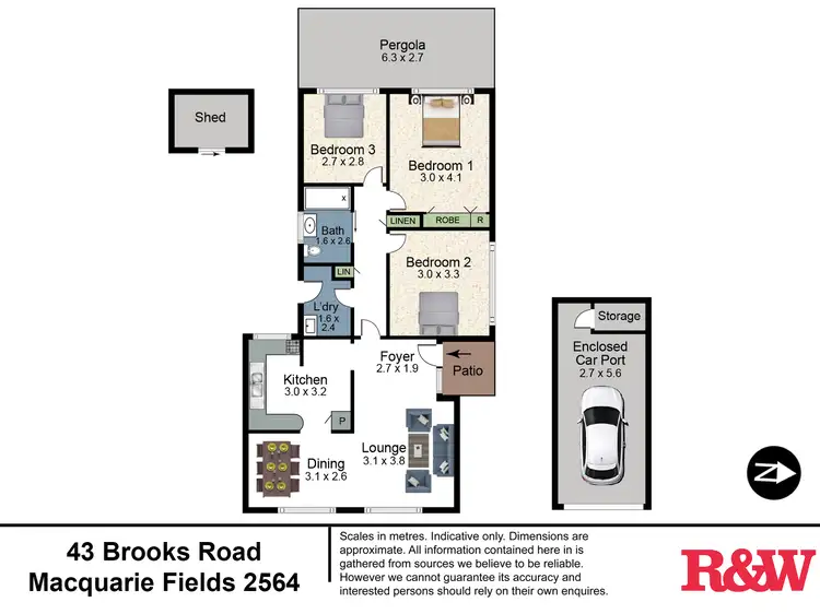 Floorplan of Homely semi-detached listing, 43 Brooks Street, Macquarie Fields NSW 2564