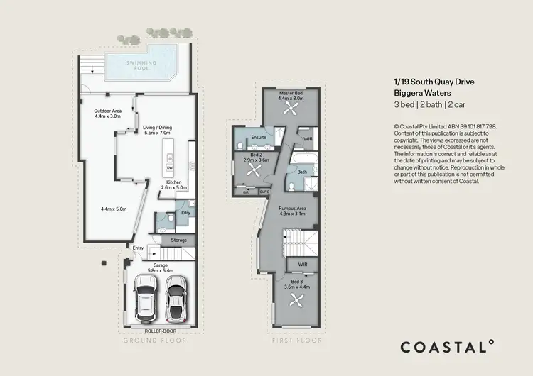 Floorplan of Homely semi-detached listing, 1/19 South Quay Drive, Biggera Waters QLD 4216