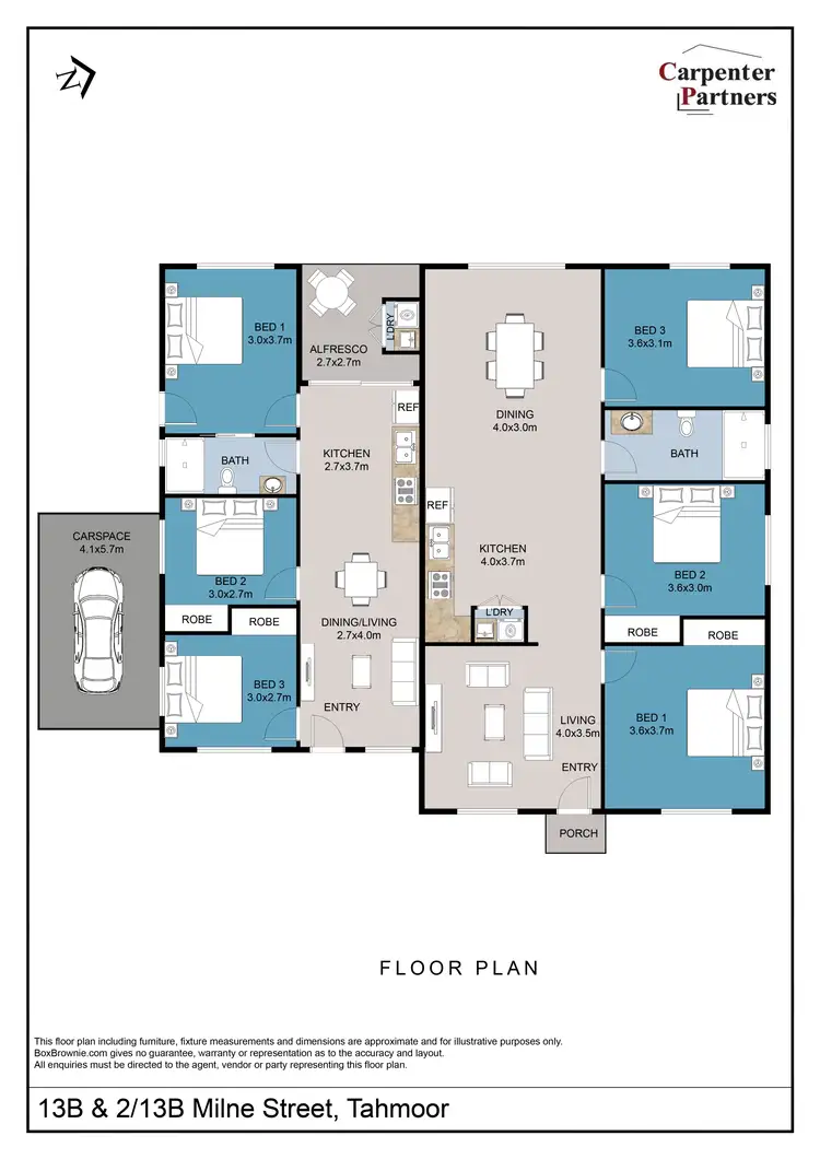 Floorplan of Homely semi-detached listing, 13B & 2/13B Milne Street, Tahmoor NSW 2573