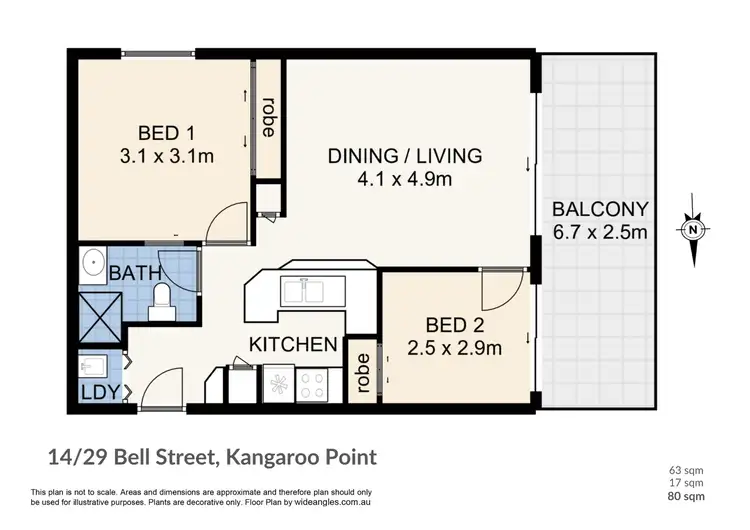 Floorplan of Homely apartment listing, 14/29 Bell Street, Kangaroo Point QLD 4169