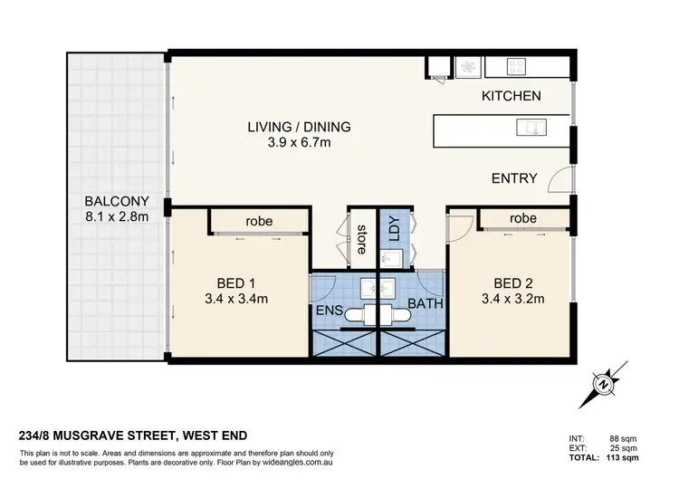 Floorplan of Homely apartment listing, 234/8 Musgrave Street, West End QLD 4101