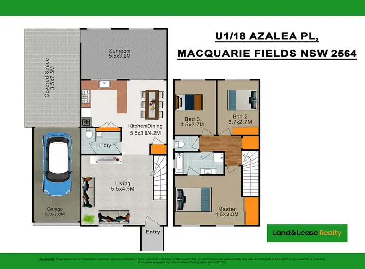 Floorplan of Homely semi-detached listing, 1/18 Azalea Place, Macquarie Fields NSW 2564
