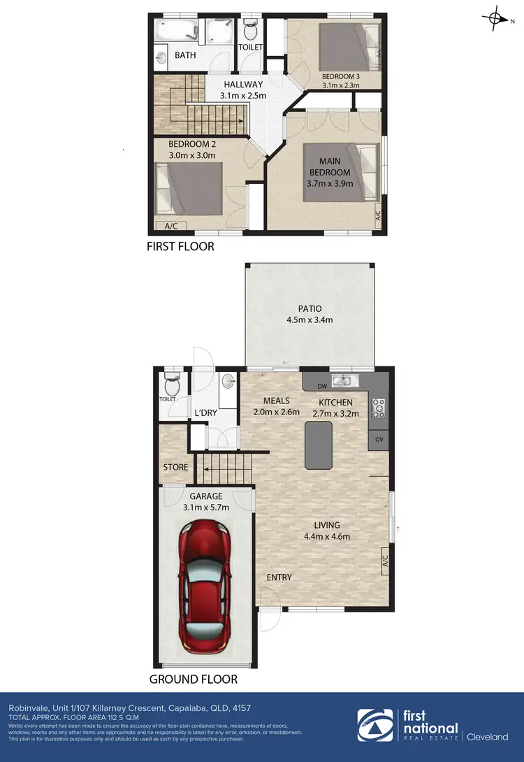 Floorplan of Homely townhouse listing, 1/107 Killarney Crescent, Capalaba QLD 4157