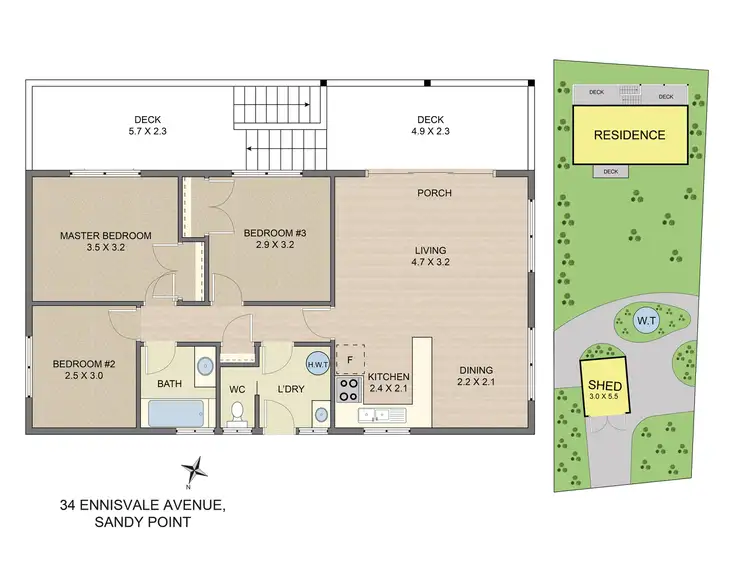 Floorplan of Homely house listing, 34 Ennisvale Ave, Sandy Point VIC 3959