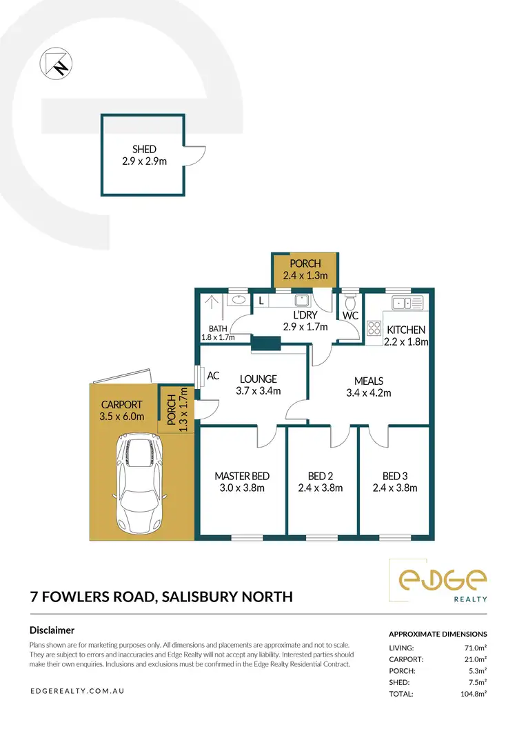 Floorplan of Homely house listing, 7 Fowlers Road, Salisbury North SA 5108