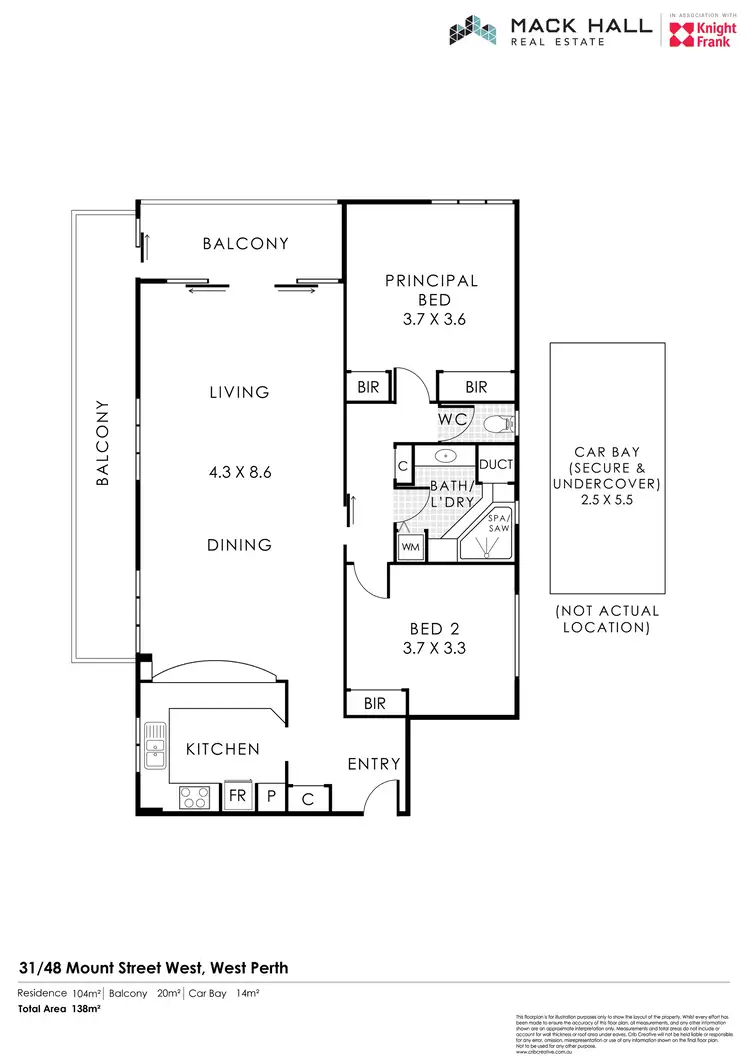 Floorplan of Homely apartment listing, 31/48 Mount Street, West Perth WA 6005