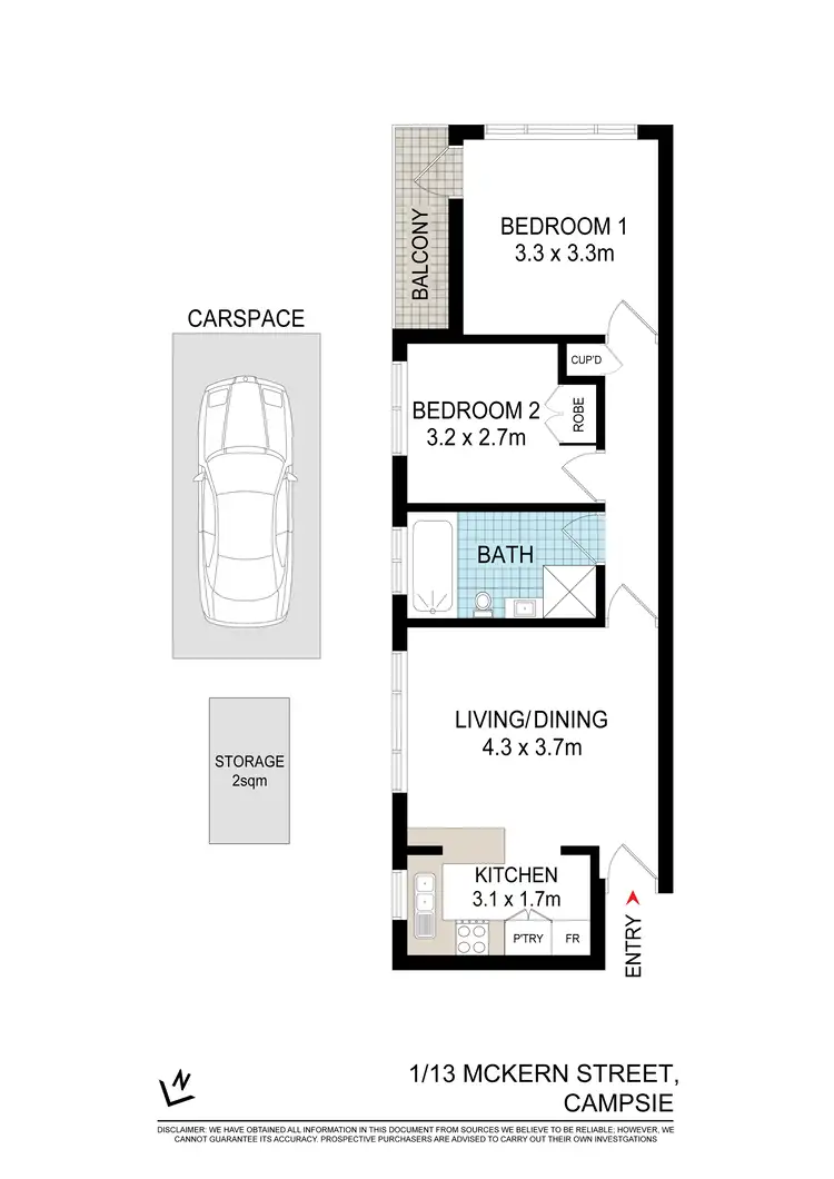 Floorplan of Homely apartment listing, 1/13 McKern Street, Campsie NSW 2194