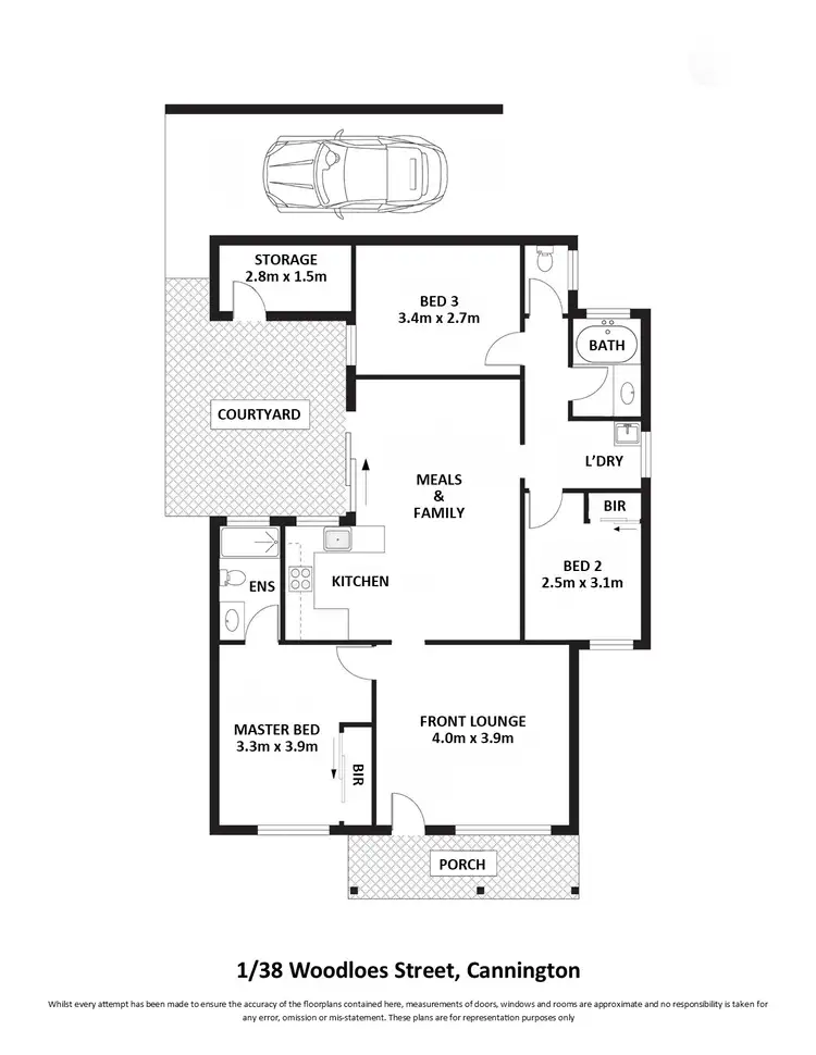 Floorplan of Homely villa listing, 1/38 Woodloes Street, Cannington WA 6107