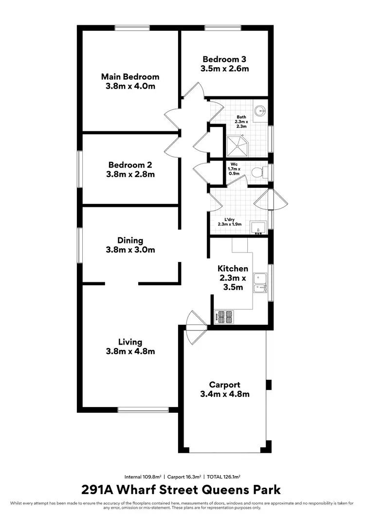 Floorplan of Homely semi-detached listing, 291A Wharf Street, Queens Park WA 6107