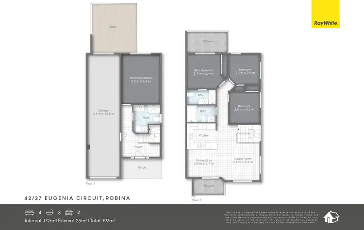 Floorplan of Homely townhouse listing, 42/27 Eugenia Circuit, Robina QLD 4226