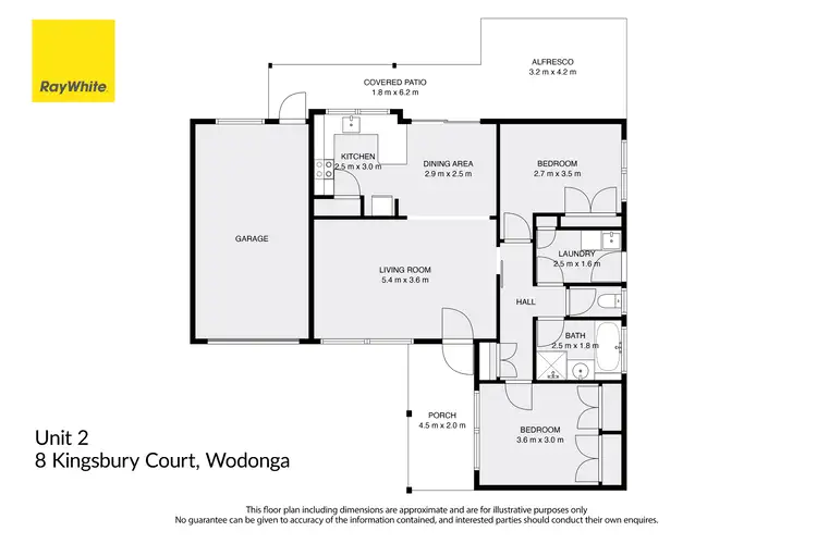 Floorplan of Homely unit listing, 2/8 Kingsbury Court, West Wodonga VIC 3690