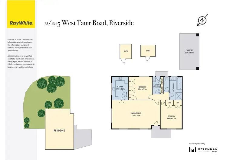 Floorplan of Homely unit listing, 2/215 West Tamar Road, Riverside TAS 7250