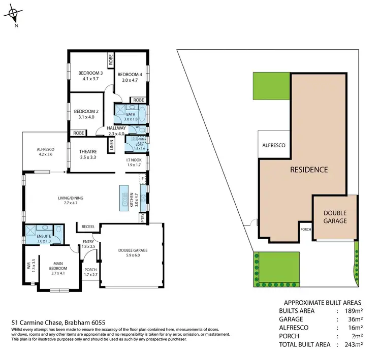Floorplan of Homely house listing, 51 Carmine Chase, Brabham WA 6055
