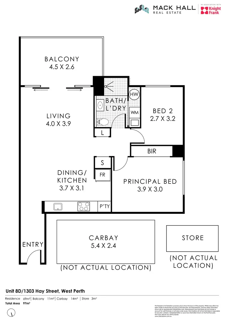 Floorplan of Homely apartment listing, 3D/1303 Hay Street, West Perth WA 6005