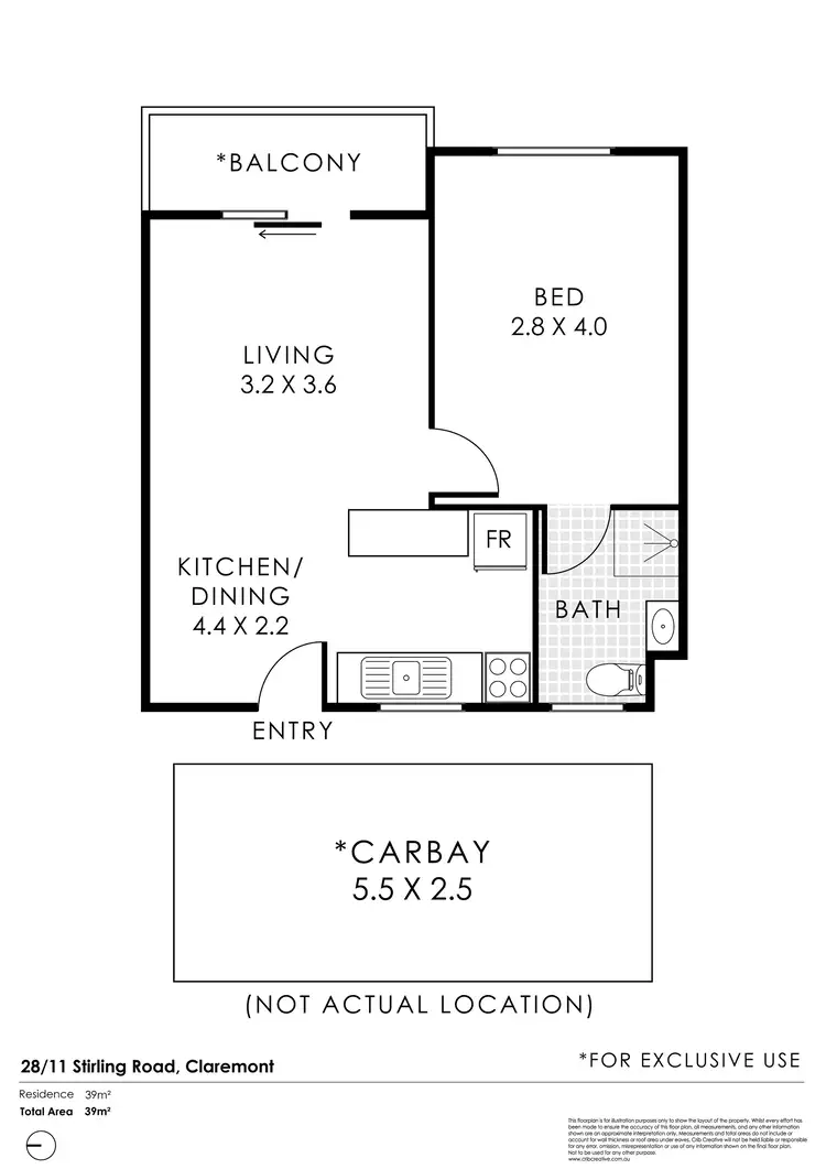 Floorplan of Homely apartment listing, 28/11 Stirling Road, Claremont WA 6010