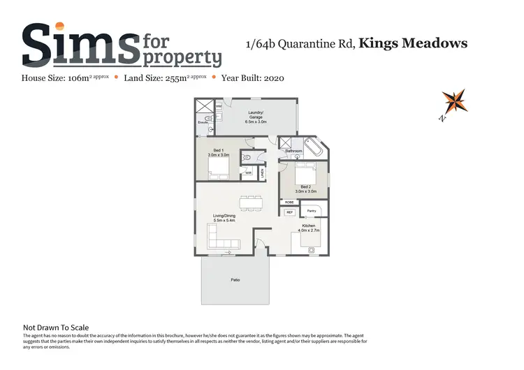 Floorplan of Homely unit listing, 1/64B Quarantine Road, Kings Meadows TAS 7249