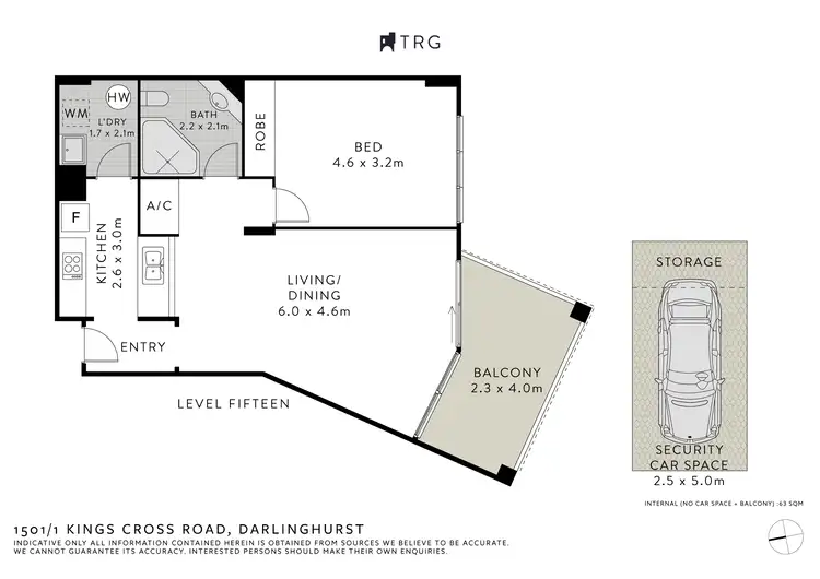 Floorplan of Homely apartment listing, 1501/1 Kings Cross Road, Darlinghurst NSW 2010