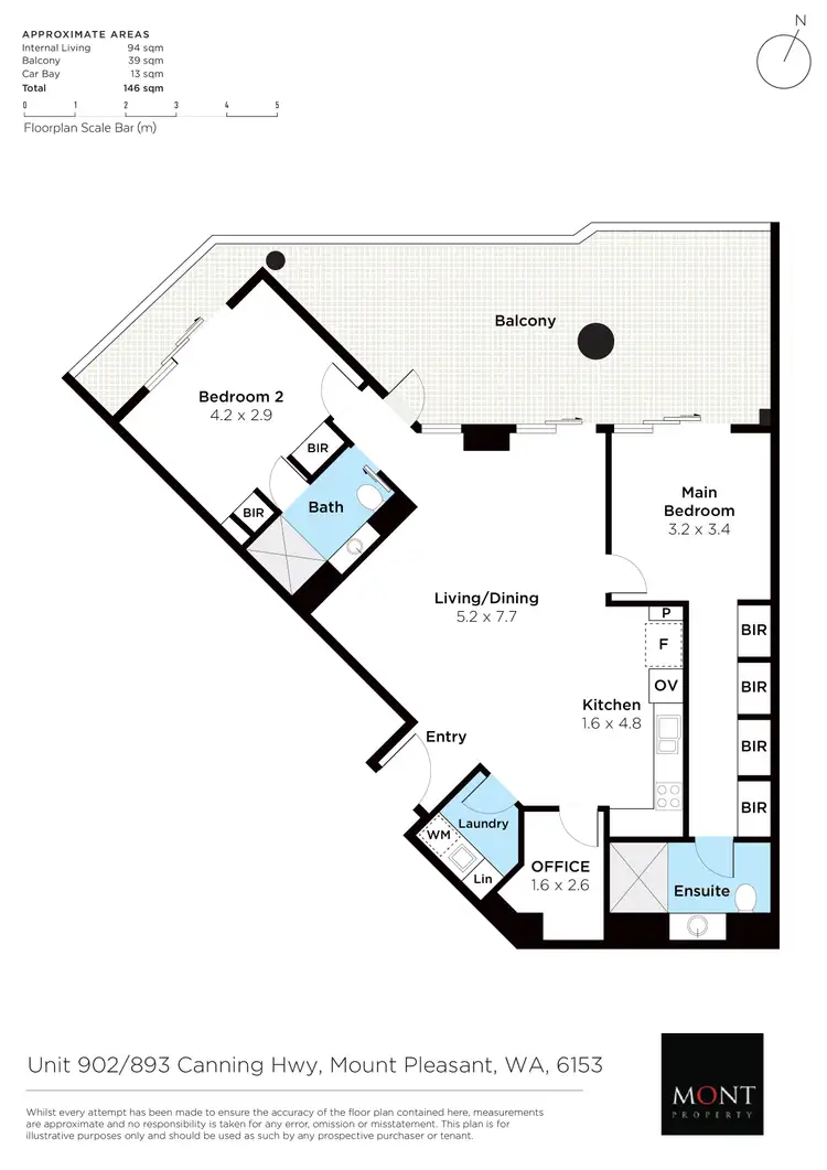 Floorplan of Homely apartment listing, 902/893 Canning Highway, Mount Pleasant WA 6153