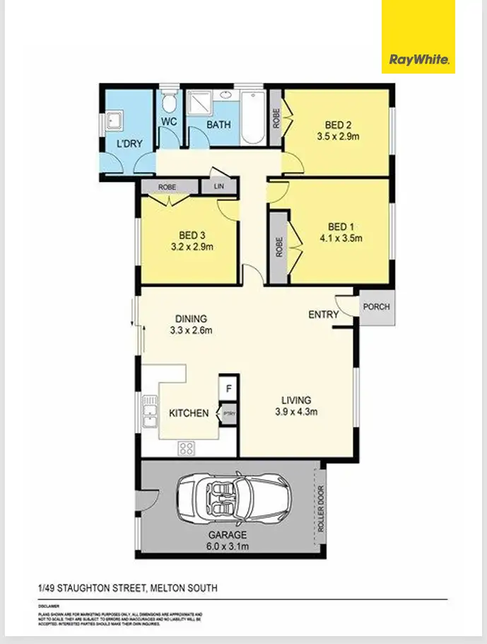 Floorplan of Homely unit listing, 1/49 Staughton Street, Melton South VIC 3338