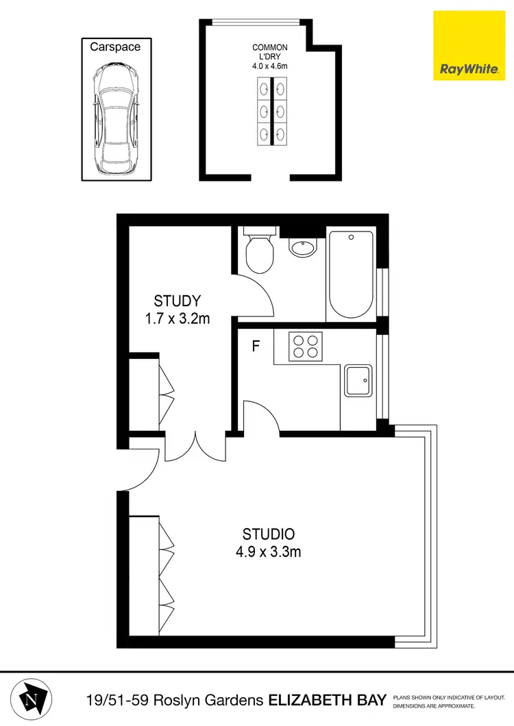 Floorplan of Homely studio listing, 19/51-59 Roslyn Gardens, Elizabeth Bay NSW 2011