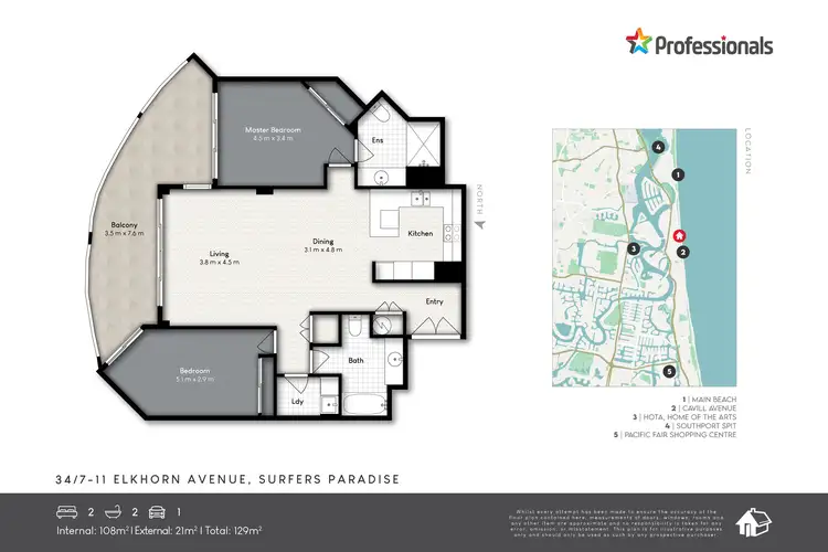 Floorplan of Homely apartment listing, 34/7-11 Elkhorn Avenue, Surfers Paradise QLD 4217