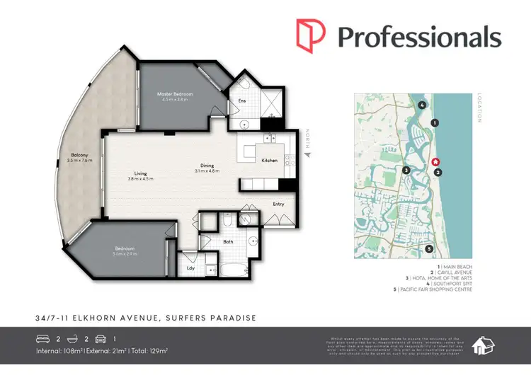Floorplan of Homely apartment listing, 34/7-11 Elkhorn Avenue, Surfers Paradise QLD 4217