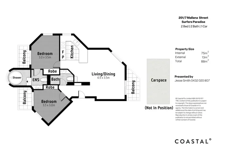 Floorplan of Homely apartment listing, 201/7 Mallana Street, Surfers Paradise QLD 4217