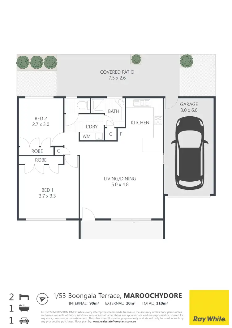 Floorplan of Homely unit listing, 1/53 Boongala Terrace, Maroochydore QLD 4558