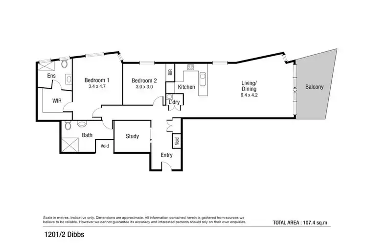Floorplan of Homely apartment listing, 1201/2 Dibbs Street, South Townsville QLD 4810