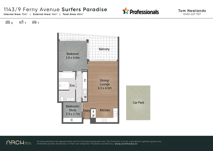 Floorplan of Homely apartment listing, 1143/9 Ferny Avenue, Surfers Paradise QLD 4217