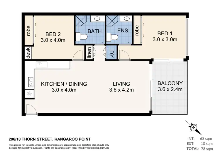 Floorplan of Homely apartment listing, 206/18 Thorn Street, Kangaroo Point QLD 4169