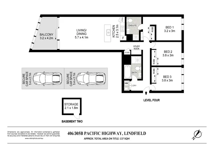 Floorplan of Homely apartment listing, 406/305B Pacific Highway, Lindfield NSW 2070