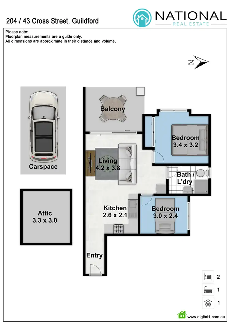 Floorplan of Homely unit listing, 204/43 Cross St, Guildford NSW 2161
