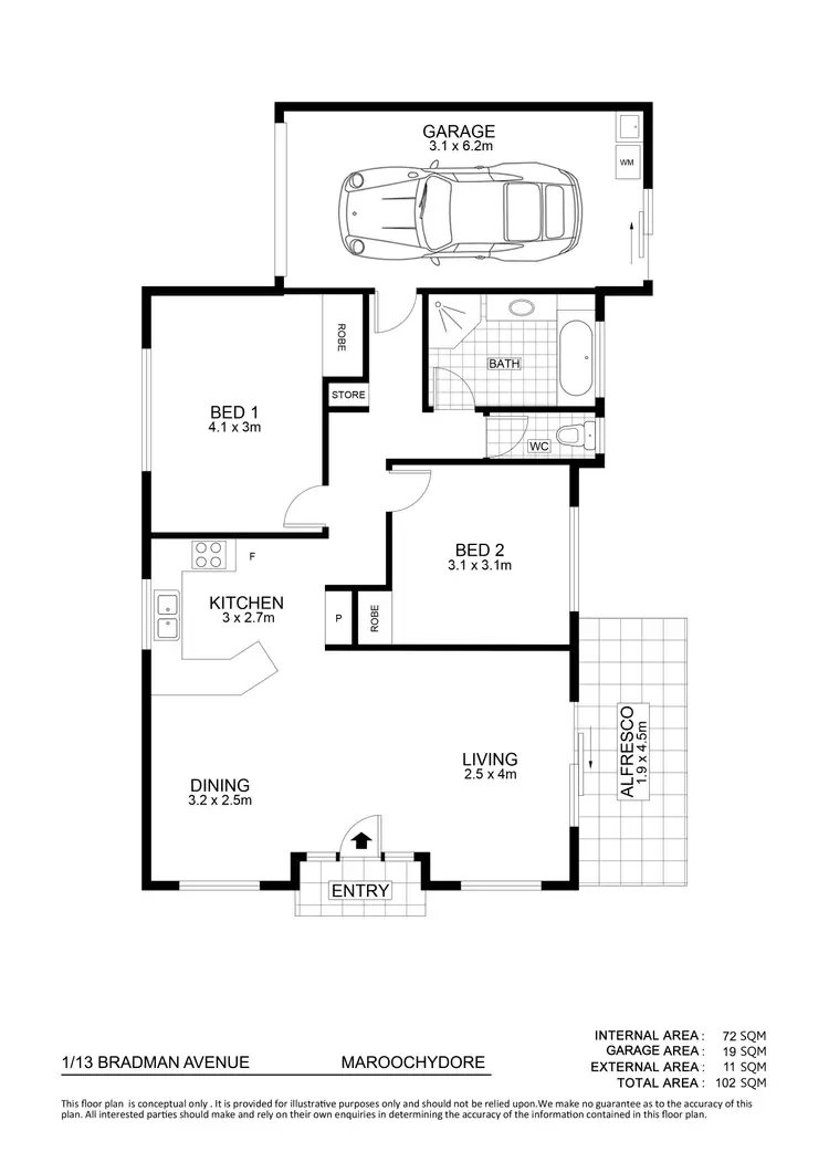 Floorplan of Homely unit listing, 1/13 Bradman Avenue, Maroochydore QLD 4558