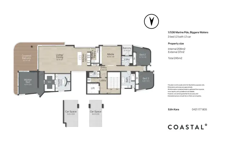 Floorplan of Homely apartment listing, 1/536 Marine Parade, Biggera Waters QLD 4216