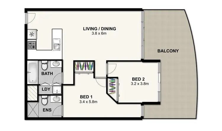 Floorplan of Homely apartment listing, 183/420 Queen Street, Brisbane City QLD 4000