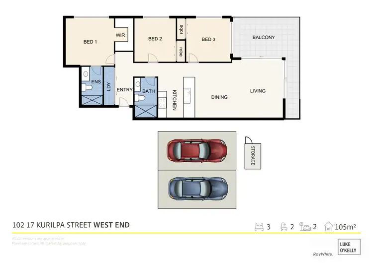 Floorplan of Homely apartment listing, 102/17-19 Kurilpa Street, West End QLD 4101