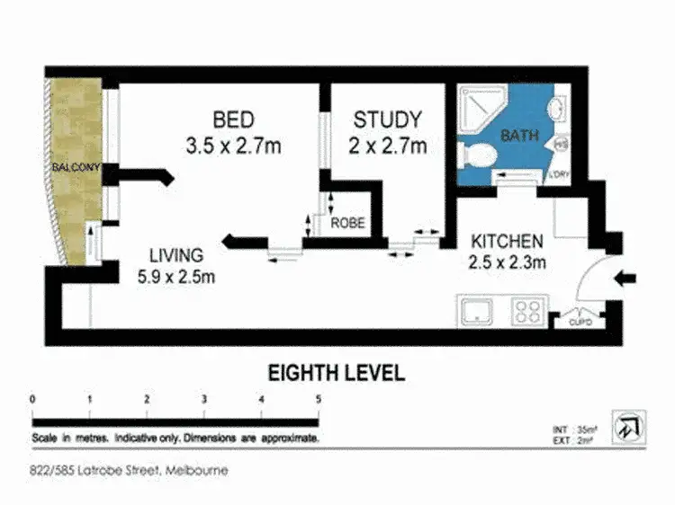 Floorplan of Homely apartment listing, 822/585 La Trobe Street, Melbourne VIC 3000