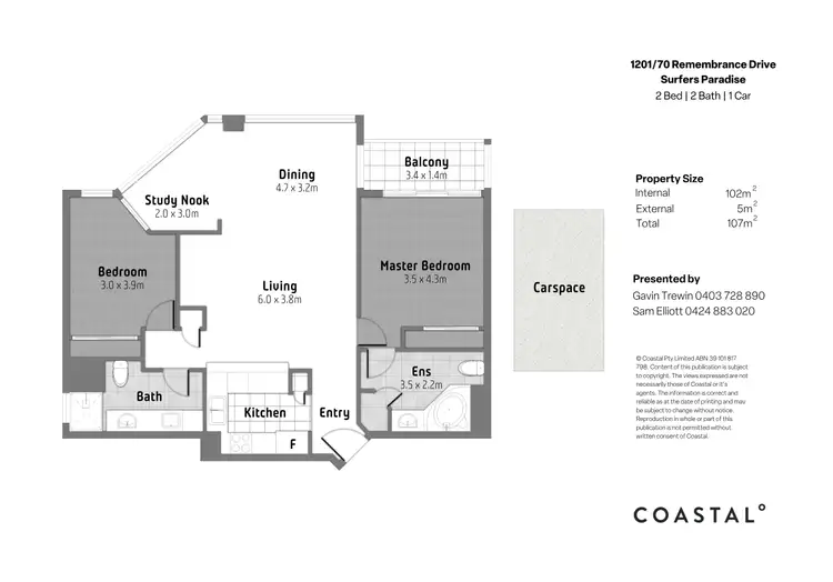 Floorplan of Homely apartment listing, 1201/70 Remembrance Drive, Surfers Paradise QLD 4217