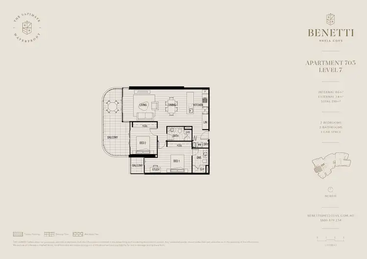 Floorplan of Homely apartment listing, 703/10 The Waterfront Promenade, Shell Cove NSW 2529