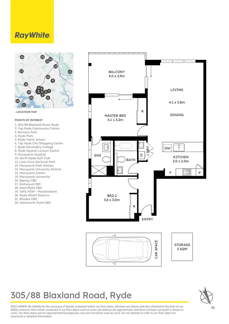 Floorplan of Homely apartment listing, 305/88 Blaxland Road, Ryde NSW 2112