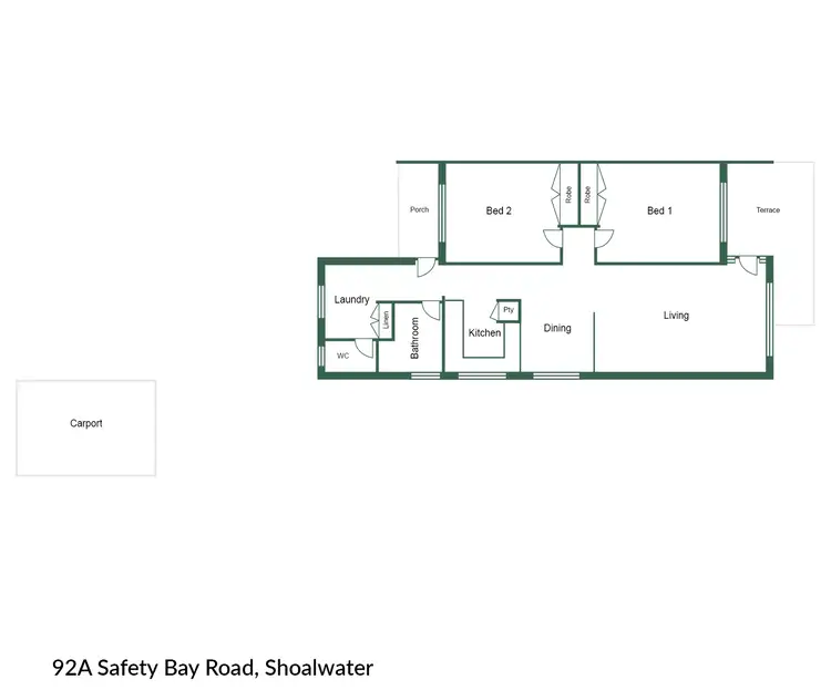 Floorplan of Homely semi-detached listing, 92A Safety Bay Road, Shoalwater WA 6169