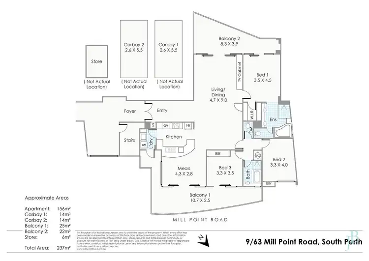 Floorplan of Homely apartment listing, 9/63 Mill Point Road, South Perth WA 6151