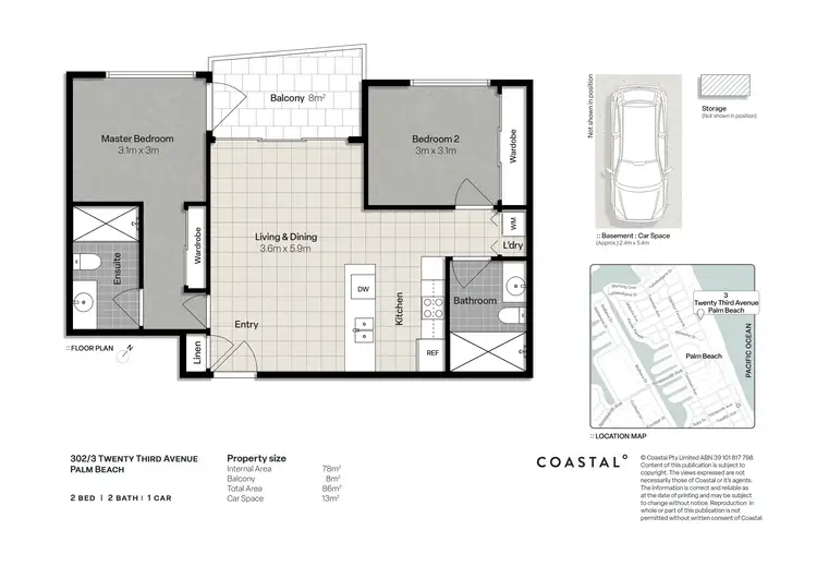 Floorplan of Homely unit listing, 302/3 Twenty Third Avenue, Palm Beach QLD 4221
